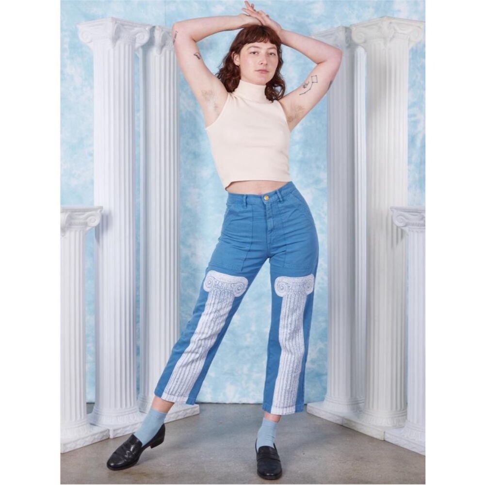 XXS Big Bud Press Blue Neoclassical Column Work Pants